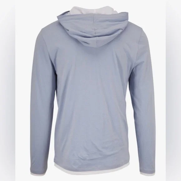 VINCE - Men’s Hoodie (L) - Pima Double Layer Long-Sleeve in Blue & White - Picture 4 of 4